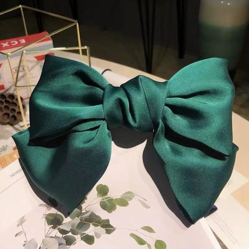 Bow Ribbon Hair Clip for Women Bowknot Barrettes Girls Solid Stain Spring Ponytail Clip