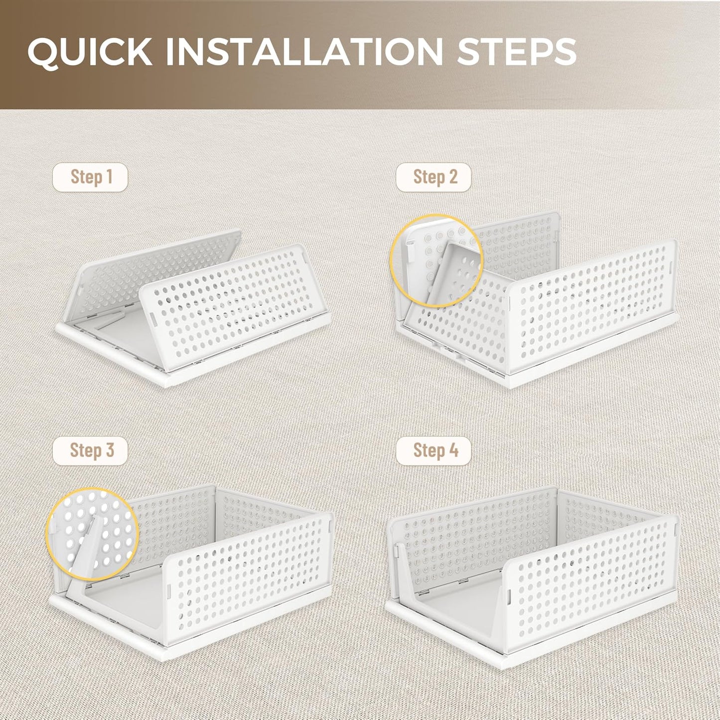 6 Pack Closet Organizer Storage Bins Stackable Plastic Drawer Shelf