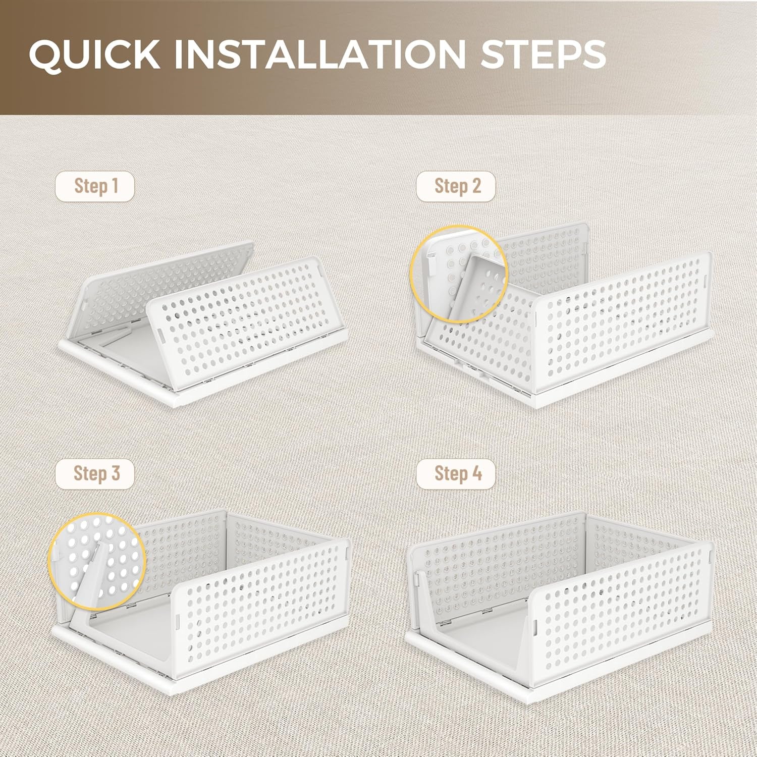 6 Pack Closet Organizer Storage Bins Stackable Plastic Drawer Shelf