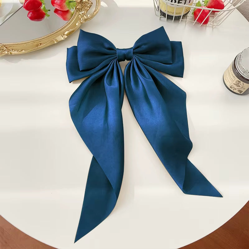 Bow Ribbon Hair Clip for Women Bowknot Barrettes Girls Solid Stain Spring Ponytail Clip
