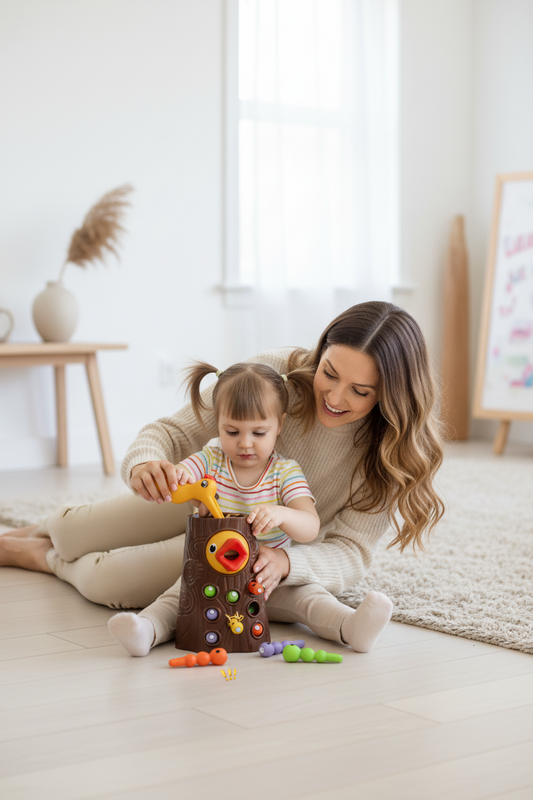 Montessori Woodpecker Catch Worms Toy | Magnetic Learning Game for Toddlers
